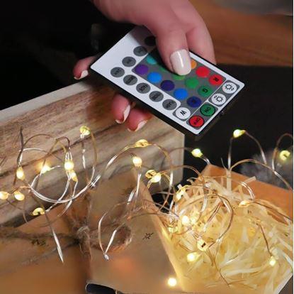 Obrázek Světelný řetěz s dálkovým ovladačem, barevné/teplé/studené světlo, 5 m