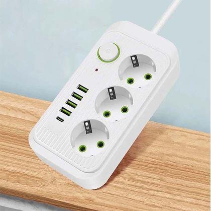 Obrázek z Prodlužovačka se 3 zásuvkami a USB porty