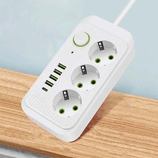 Obrázek z Prodlužovačka se 3 zásuvkami a USB porty