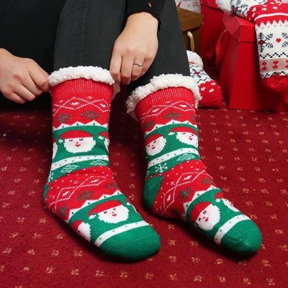 Obrázek z Vánoční hřejivé ponožky s kožíškem - Santa Claus