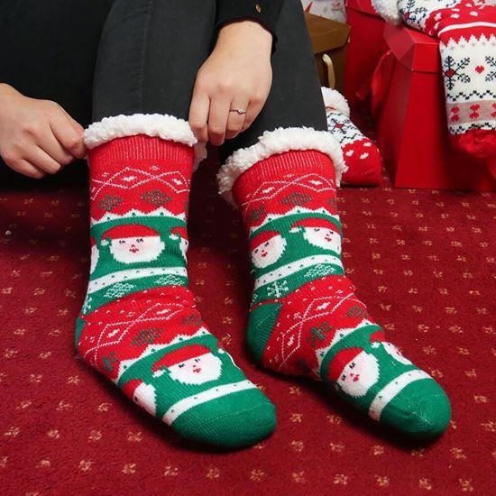 Obrázek z Vánoční hřejivé ponožky s kožíškem - Santa Claus