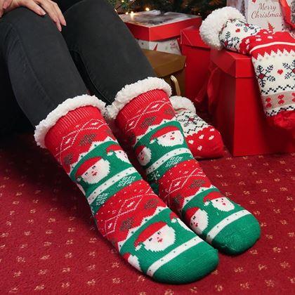 Obrázek z Vánoční hřejivé ponožky s kožíškem - Santa Claus