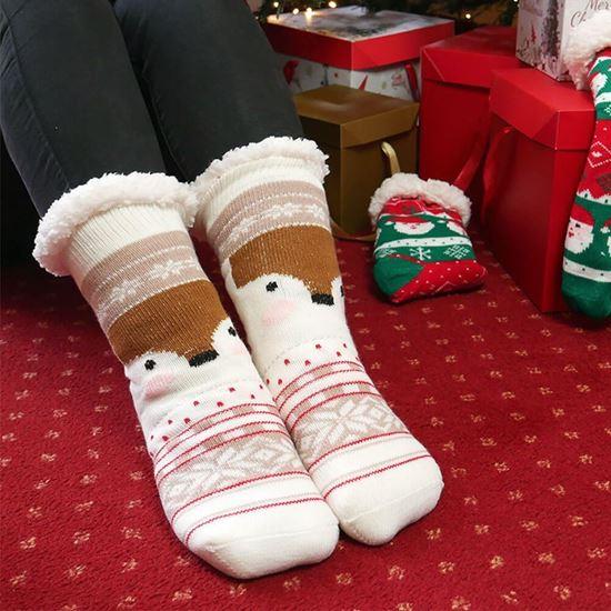 Obrázek z Vánoční hřejivé ponožky s kožíškem - sobík