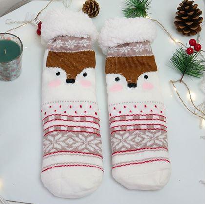 Obrázek z Vánoční hřejivé ponožky s kožíškem - sobík