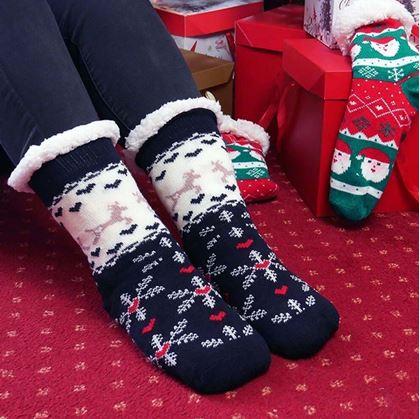 Obrázek z Vánoční hřejivé ponožky s kožíškem - zimní čas