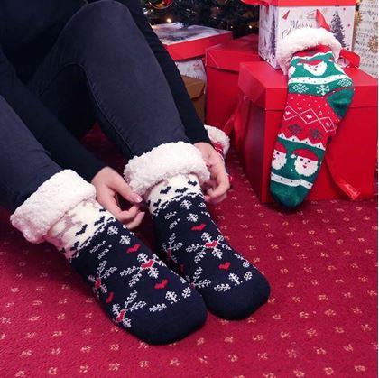 Obrázek z Vánoční hřejivé ponožky s kožíškem - zimní čas