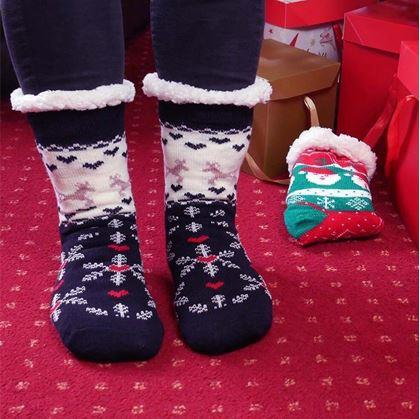 Obrázek z Vánoční hřejivé ponožky s kožíškem - zimní čas