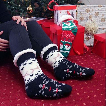 Obrázek z Vánoční hřejivé ponožky s kožíškem - zimní čas