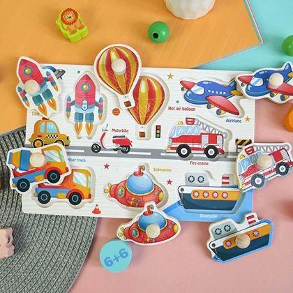 Obrázek z Dřevěná vkládačka pro děti - dopravní prostředky