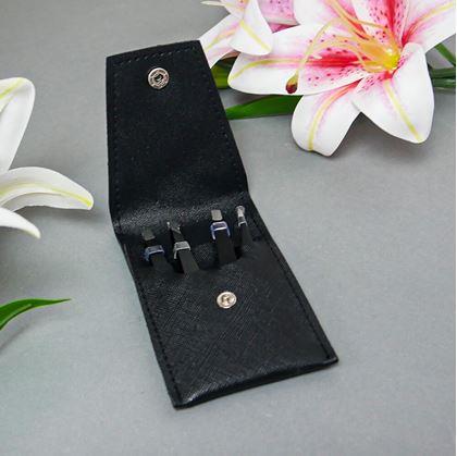 Obrázek z Sada pinzet 4 ks v pouzdru - černá