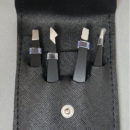 Obrázek z Sada pinzet 4 ks v pouzdru - černá