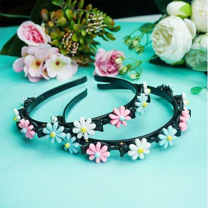 Obrázek z Dětská čelenka se sponkami - kytičky