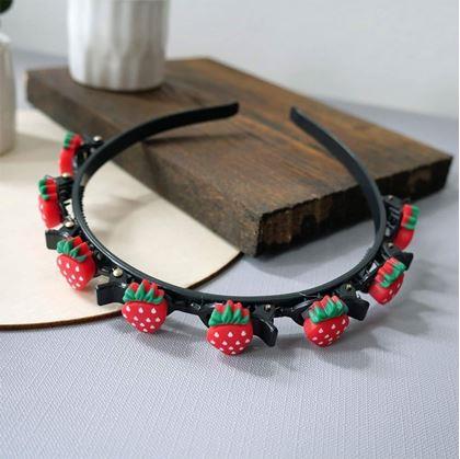 Obrázek z Dětská čelenka se sponkami - jahůdky