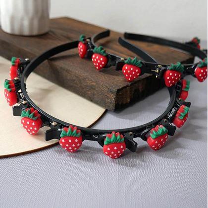 Obrázek z Dětská čelenka se sponkami - jahůdky