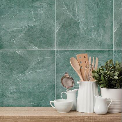 Obrázek z PVC samolepicí podlahové čtverce 30x30 cm - modro šedý mramor