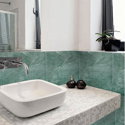 Obrázek z PVC samolepicí podlahové čtverce 30x30 cm - modro šedý mramor