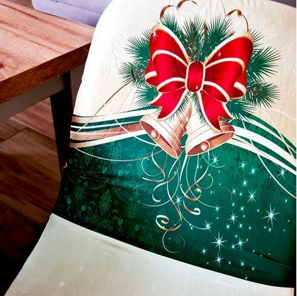 Obrázek z Potah na židli s vánočním motivem - zelenozlatá vánoční elegance