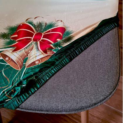 Obrázek z Potah na židli s vánočním motivem - zelenozlatá vánoční elegance