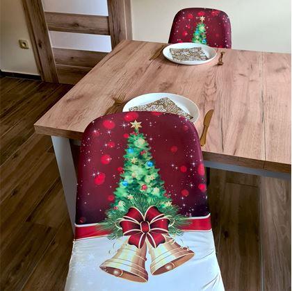 Obrázek z Potah na židli s vánočním motivem - stromeček se zvonečky