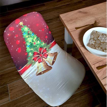 Obrázek z Potah na židli s vánočním motivem - stromeček se zvonečky