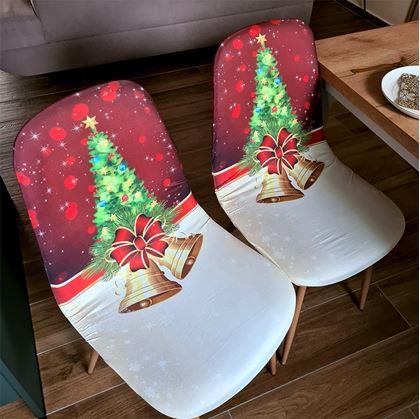 Obrázek z Potah na židli s vánočním motivem - stromeček se zvonečky