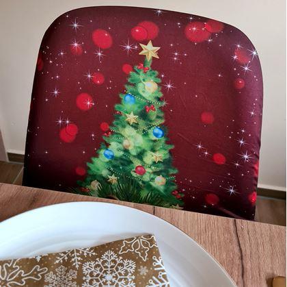 Obrázek z Potah na židli s vánočním motivem - stromeček se zvonečky