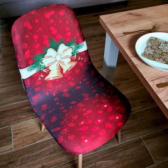 Obrázek z Potah na židli s vánočním motivem - červená vánoční elegance