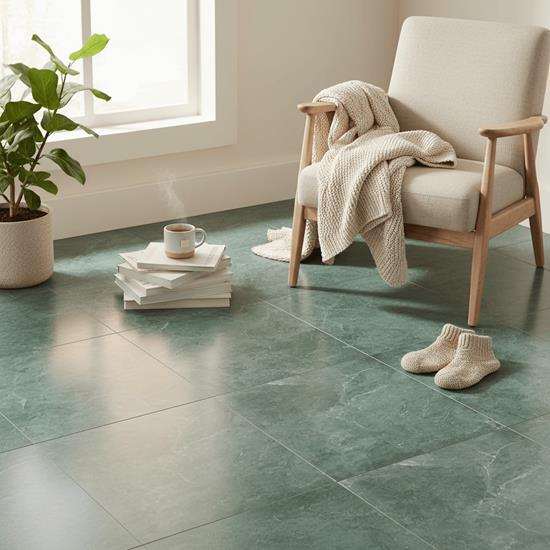 Obrázek z PVC samolepicí podlahové čtverce 30x30 cm - modro šedý mramor