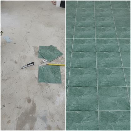 Obrázek z PVC samolepicí podlahové čtverce 30x30 cm - modro šedý mramor