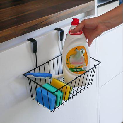 Obrázek z Kovový závěsný košík na dvířka - černý