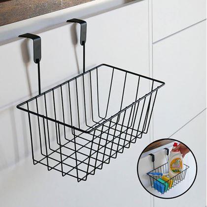 Obrázek z Kovový závěsný košík na dvířka - černý