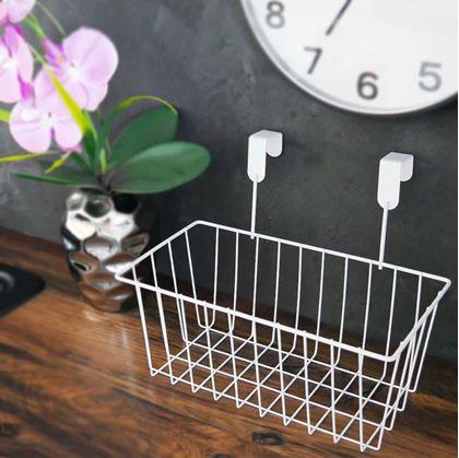 Obrázek z Kovový závěsný košík na dvířka - bílý