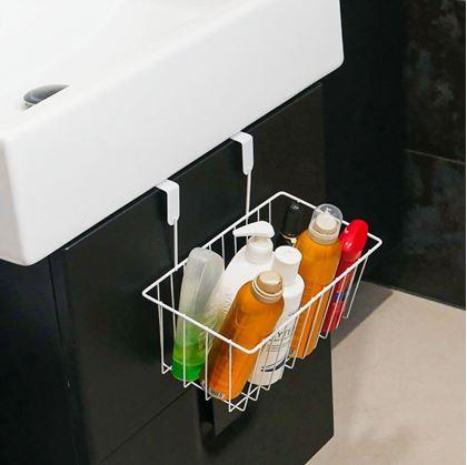 Obrázek z Kovový závěsný košík na dvířka - bílý