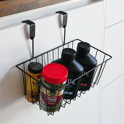 Obrázek z Kovový závěsný košík na dvířka - černý