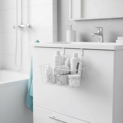 Obrázek z Kovový závěsný košík na dvířka - bílý