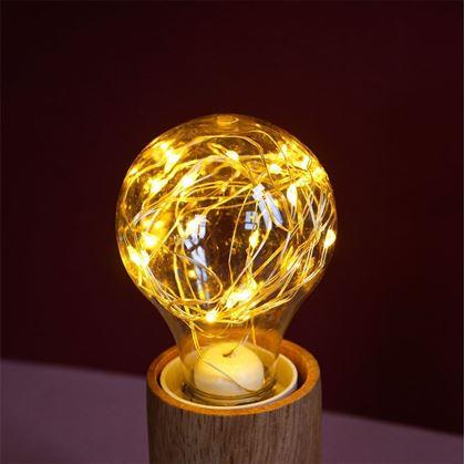 Obrázek z Dřevěná stolní lampa se žárovkou - teplé světlo