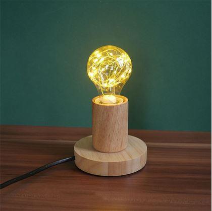 Obrázek z Dřevěná stolní lampa se žárovkou - teplé světlo