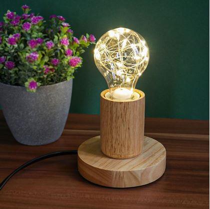 Obrázek z Dřevěná stolní lampa se žárovkou - neutrální světlo