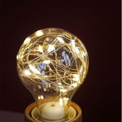 Obrázek z Dřevěná stolní lampa se žárovkou - teplé světlo