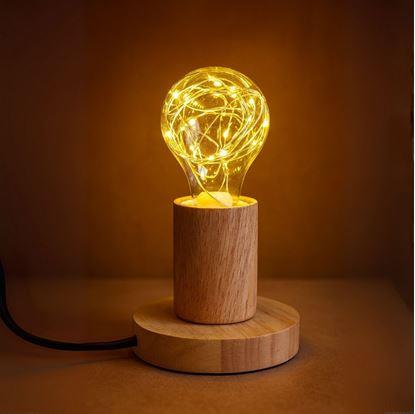 Obrázek Dřevěná stolní lampa se žárovkou