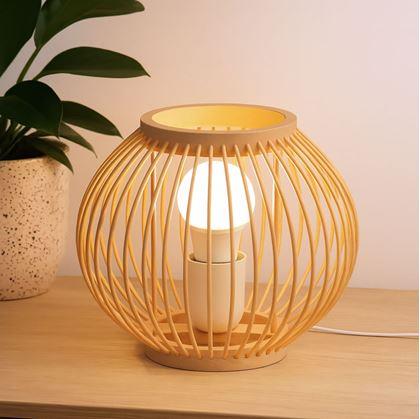 Obrázek z Bambusová stolní lampa s LED žárovkou