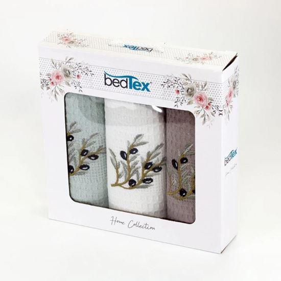 Obrázek z Dárková sada vaflových utěrek 3 ks - olivy