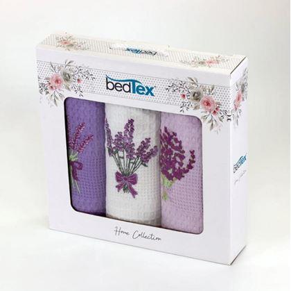 Obrázek z Dárková sada vaflových utěrek 3 ks - levandule