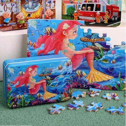 Obrázek z Dětské puzzle v plechové krabičce - mořská panna