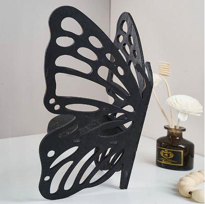 Obrázek z Dřevěná rohová polička motýl - černá