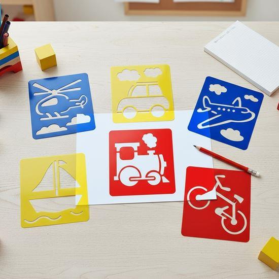 Obrázek z Šablony na malování 6 ks - dopravní prostředky