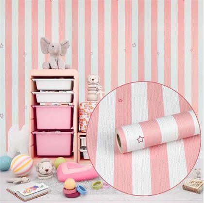 Obrázek z Dětská tapeta na zeď 5 m - pruhy s hvězdičkami