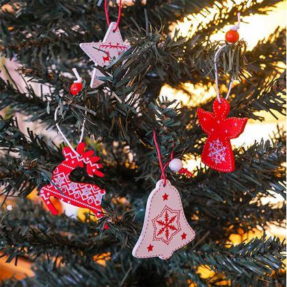 Obrázek z Sada dřevěných ozdob 12 ks - vánoční mix