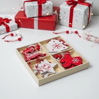 Obrázek z Sada dřevěných ozdob 12 ks - vánoční mix