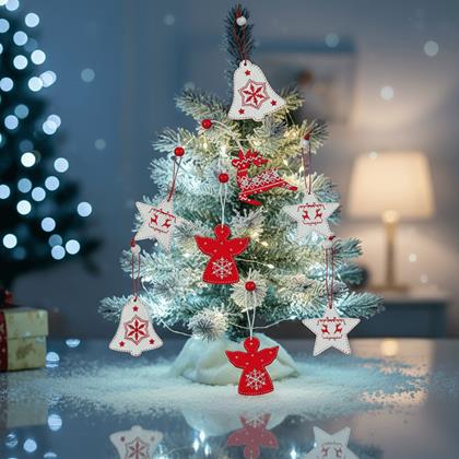 Obrázek z Sada dřevěných ozdob 12 ks - vánoční mix